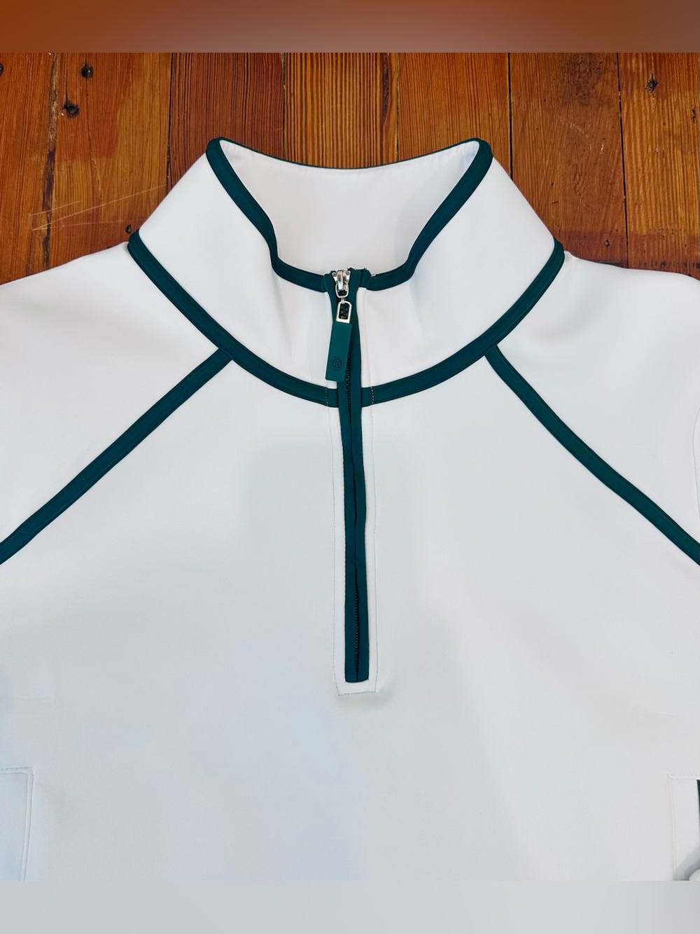 Addison Bay Scuba Light Bainbridge Quarter Zip Sweatshirt, White/Green, Small - Picture 4 of 8